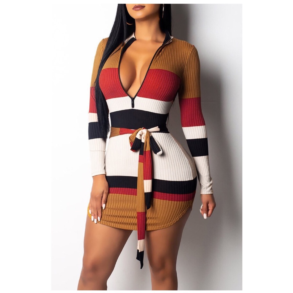 Lovely casual striped orange blending Mini dress